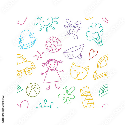 Children's pattern in colorful style
