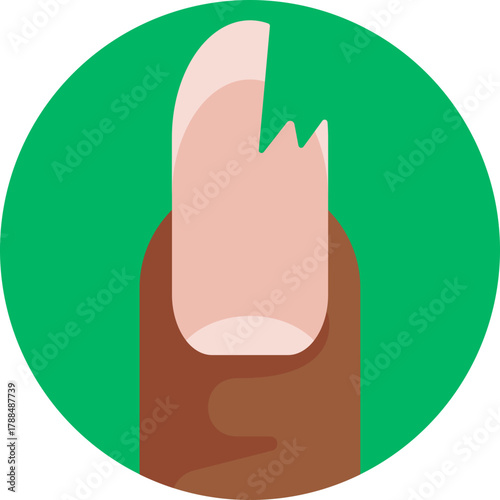 A nail with a visible crack or split.