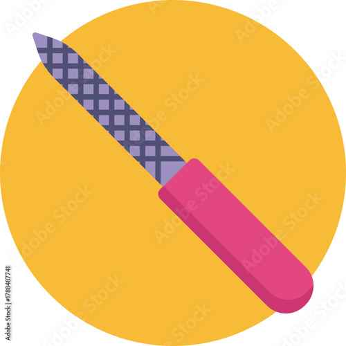 Handheld implement for filing and refining nail edges.