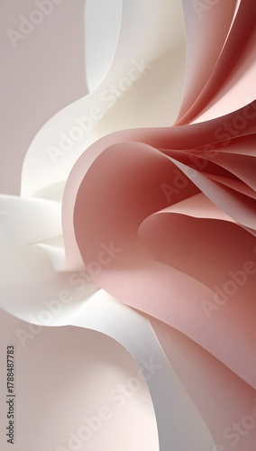 Beautiful and simple composition of pink and white paper waves creating an elegant and modern abstract background