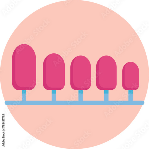 Removable nail extensions applied for a quick and easy manicure.