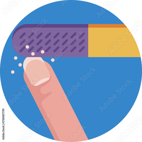 Nail file used for shaping and smoothing nails.