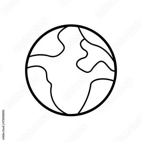 Earth outline in black and white