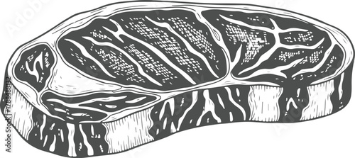 Raw marbled steak cut