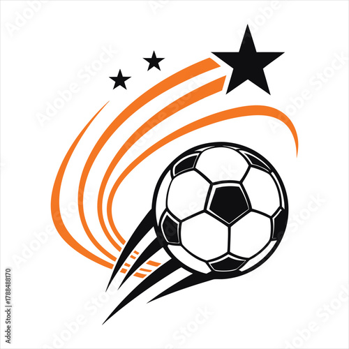 Modern Football Logo with Orange Swooshes and Star.