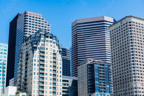 City building cityscape view. Skyscraper cityscape. Modern city downtown. Business city. Cityscape of skyscraper building in business district. City architecture of skyscraper. Urban skyscrapers