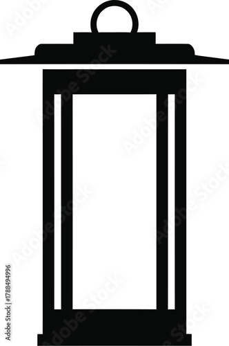 Silhouette of a traditional outdoor lantern with a classic design on a transparent background