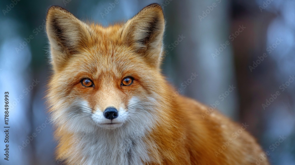 Obraz premium Soft Red Fox in a Serene Forest Setting with Bokeh Background