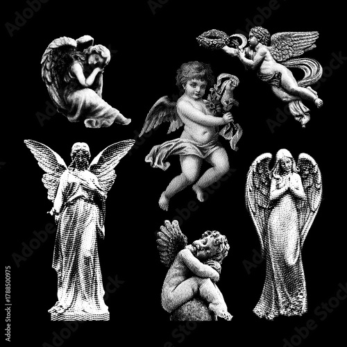 woodcut style angel clip art.eps