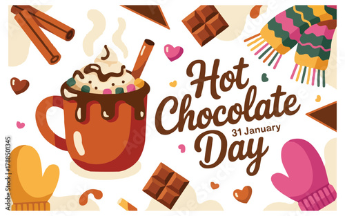 Hot Chocolate Day 31 January Winter Drink Celebration Banner