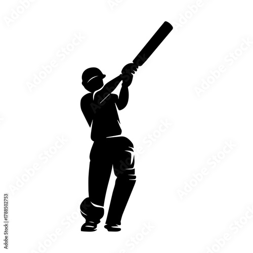 Cricket silhouette illustration of a batsman playing a shot
