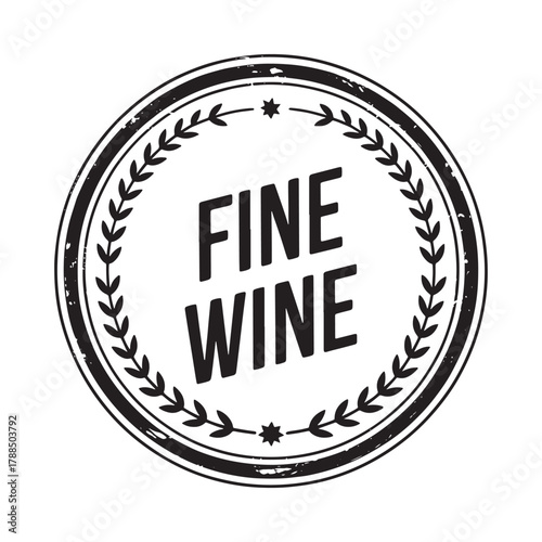Vintage style fine wine emblem with laurel wreath