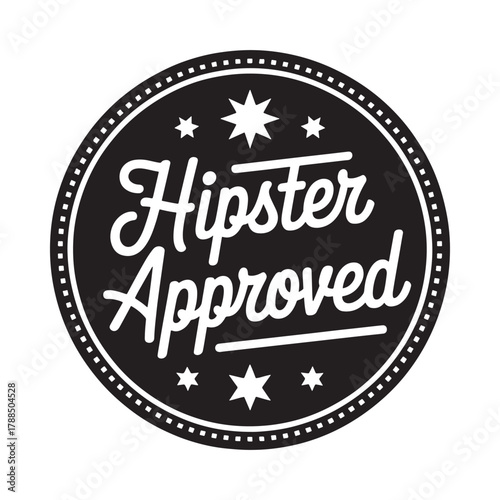 Hipster approved badge with stars and decorative border