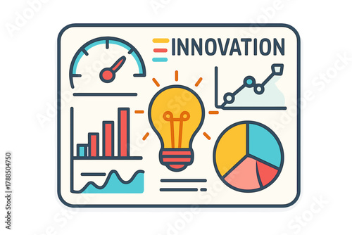 Business innovation concept with data visualization and graphs dashboard innovation panel