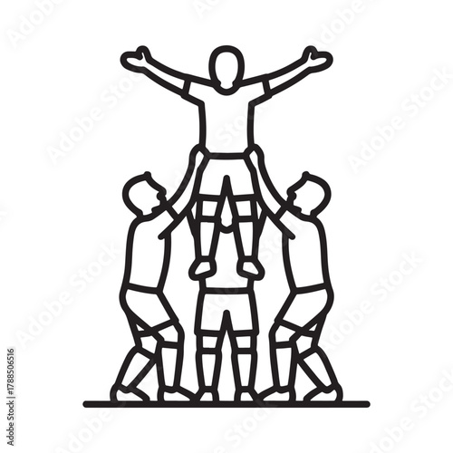 Cheerleaders performing a human pyramid stunt