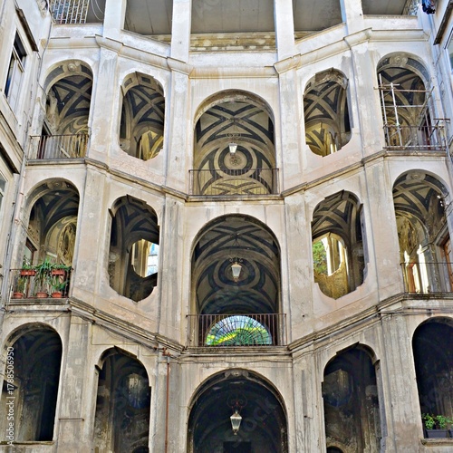 Exterior facade of the 18th-century Palazzo Sanfelice located in the Rione Sanità in Naples, Italy