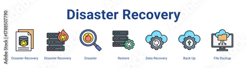 Disaster Recovery web icon vector illustration concept with icon of Disaster Recovery, Disaster Recovery, Disaster, Restore, Data Recovery, Back Up, File Backup,in modern flat vector style.