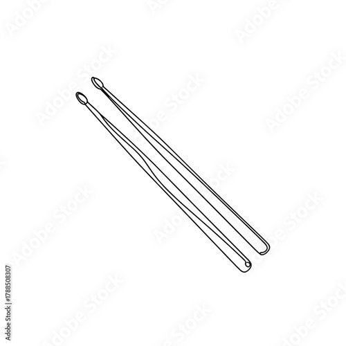 Two drumsticks for music performance in metal and sleek design  