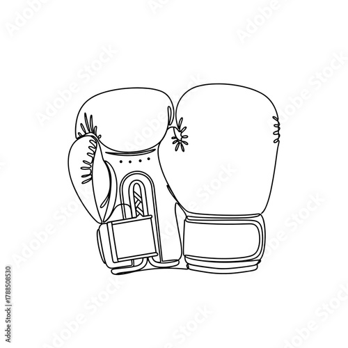 Outline of boxing gloves in minimalist design on white background  