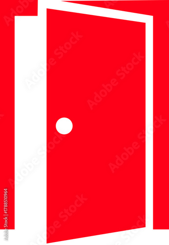 Door icon. Open, close door. Doors collection. Opened entrance door set flat style - Vector Illustration !