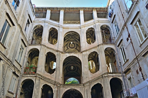 Exterior facade of the 18th-century Palazzo Sanfelice located in the Rione Sanità in Naples, Italy