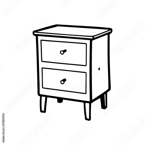 Illustration of a two drawer bedside table unit on transparent background