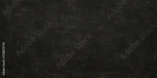 Dark, old, and dirty grunge blackboard surface texture background with blank, empty chalk frame