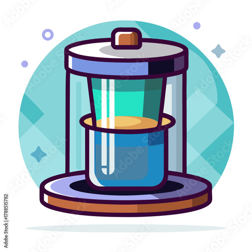 Brewing bliss with a stylish coffee maker ready to start your day, a perfect addition to any modern kitchen or cafe design, morning caffeine vector