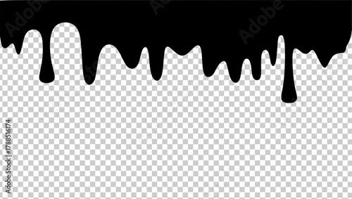 Wavy black ink illustration. Black ink drip illustration. Abstract black ink drip on transparent background. Black ink splash illustration. Stylish dripping ink effect illustration