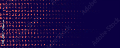 Vector Halftone Pattern Smooth Curved Border Red Blue Abstract Background. Dots Rounded Squares Blurry Pattern Pop Art Design Texture.