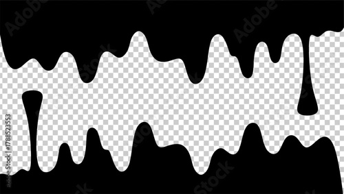 Wavy black ink illustration. Black ink drip illustration. Abstract black ink drip on transparent background. Black ink splash illustration. Stylish dripping ink effect illustration