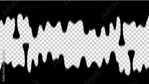 Wavy black ink illustration. Black ink drip illustration. Abstract black ink drip on transparent background. Black ink splash illustration. Stylish dripping ink effect illustration