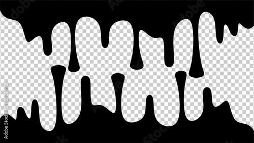 Wavy black ink illustration. Black ink drip illustration. Abstract black ink drip on transparent background. Black ink splash illustration. Stylish dripping ink effect illustration