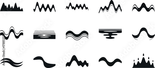 Wave sound audio graphic icon set Vector