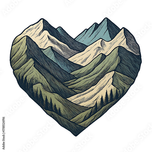 Abstract vector illustration of a blue mountain landscape isolated on white