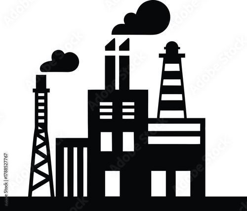 unique Geothermal plant icon silhouette for business