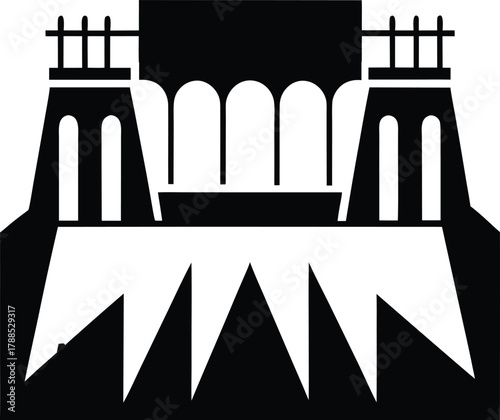 Hydroelectric dam icon silhouette