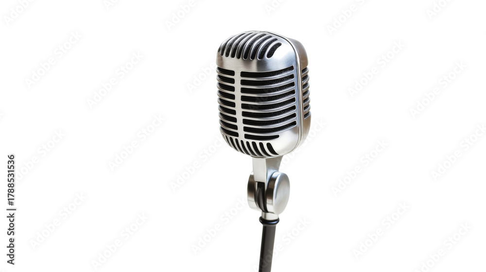 Fototapeta premium Vintage microphone isolated on a transparent background