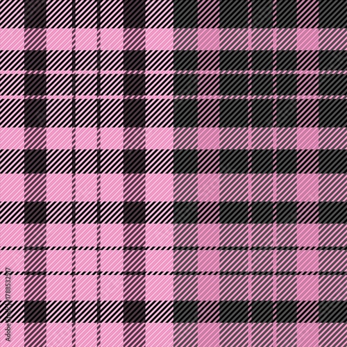 Hatched plaid pattern in pink, black and white