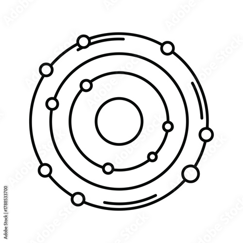 Atomic structure with nucleus and orbiting electron