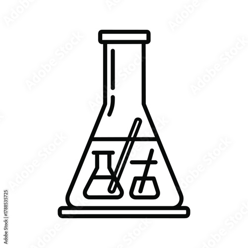 Laboratory flask with stirring rod