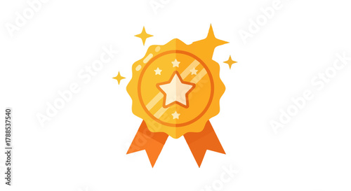 Golden award medal with a star inside, representing achievement and recognition