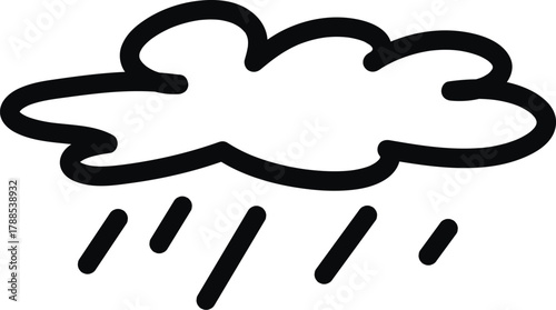 Hand drawn cloud with rain a simple weather icon with a cute cloud and raindrops, perfect for weather forecasts or designs