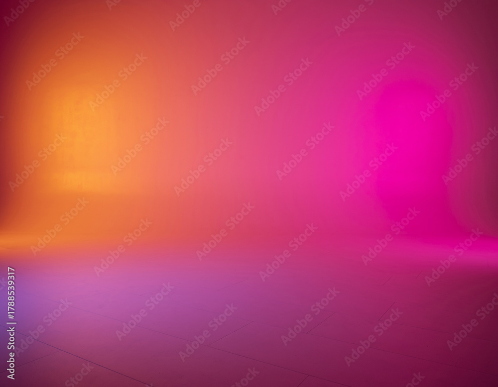 Obraz premium Vibrant Studio Space: A digitally rendered, abstract studio space is bathed in a gradient of warm and cool tones, creating a dynamic and visually appealing environment.