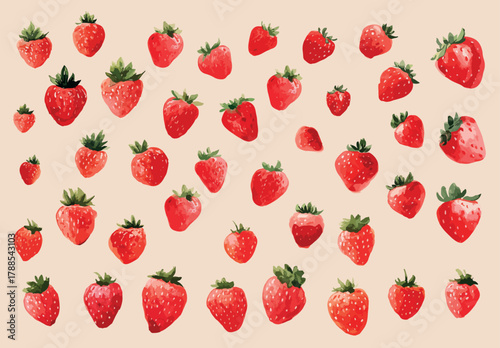 huge collection of cute watercolour strawberry 
