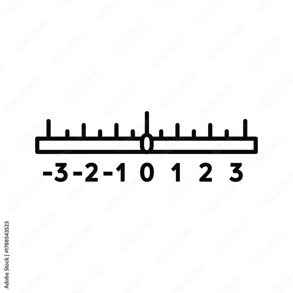 Naklejka premium Number line showing integers from 3 to 3