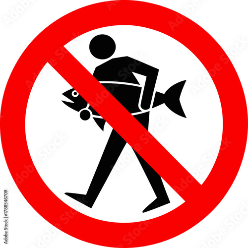 No Fishing or Taking Fish Prohibition Sign Vector