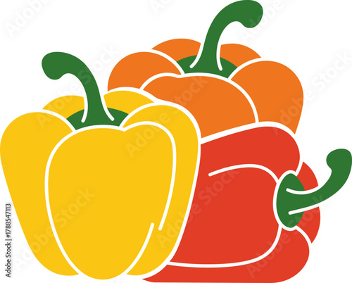 Colorful Bell Pepper or Capsicum Vector Icon