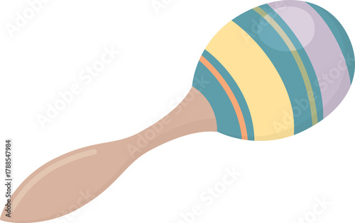 Colorful striped maracas toy illustration. Children's musical instrument isolated on white.