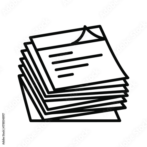 Stack of papers with text for office work